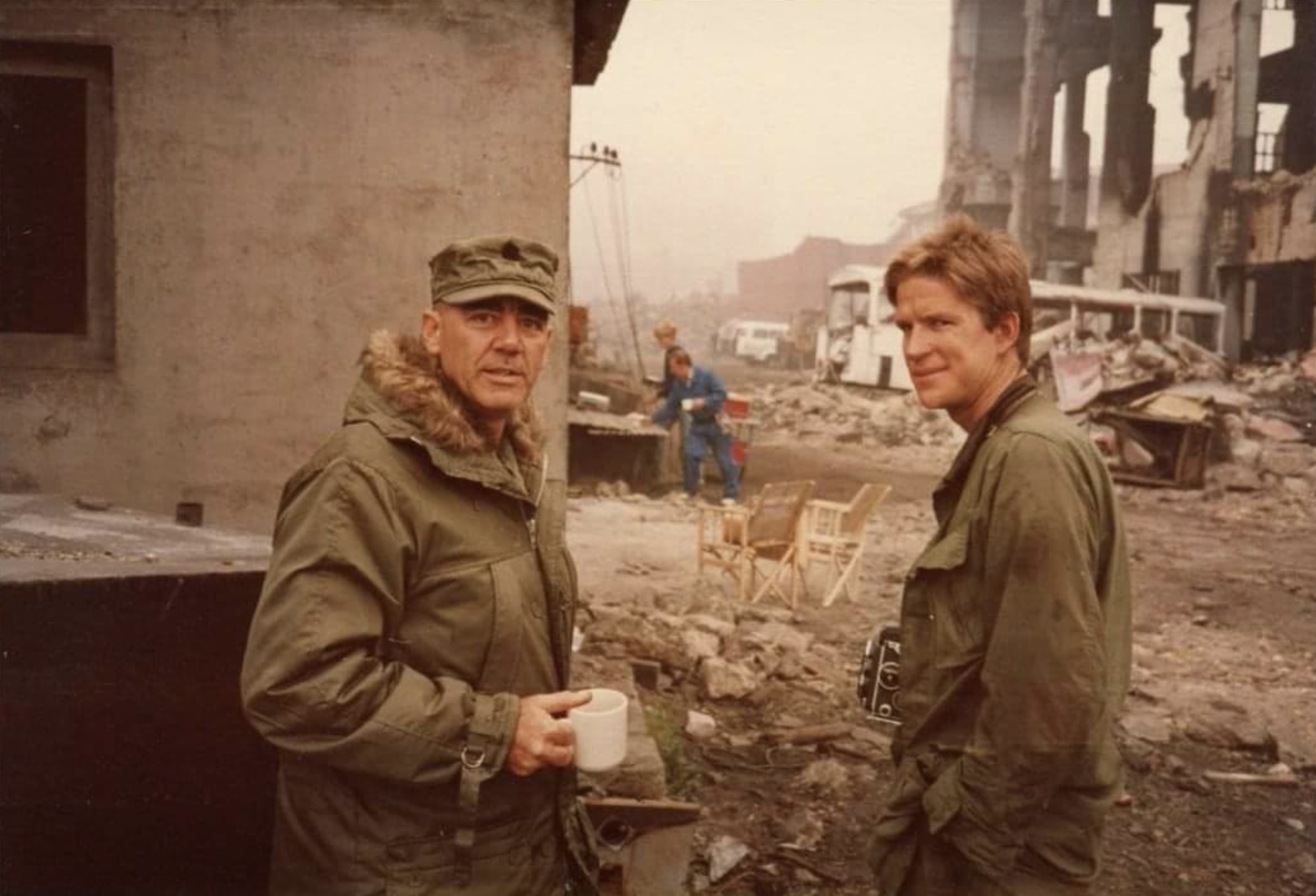 R. Lee Ermey and Matthew Modine on the set of 'Full Metal Jacket' 